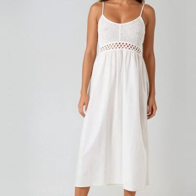 Vestido midi de crochet blanco