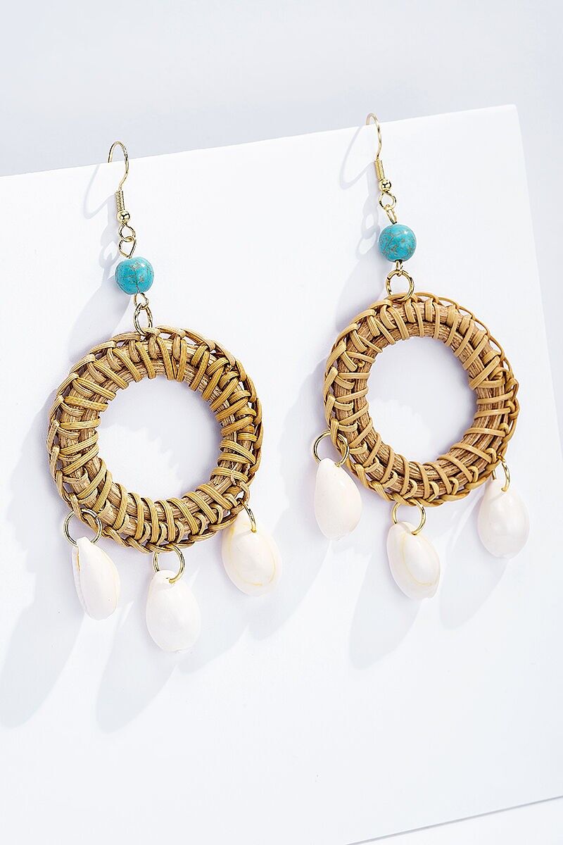 Boucles d'oreilles en paille avec puce acier 124NN03