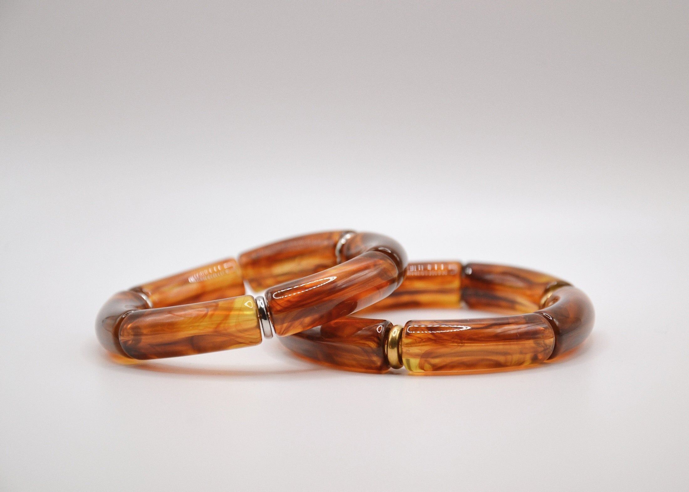 Acryl-Röhrchenarmband mit Edelstahl-Armreif - Großformat "Ebony"