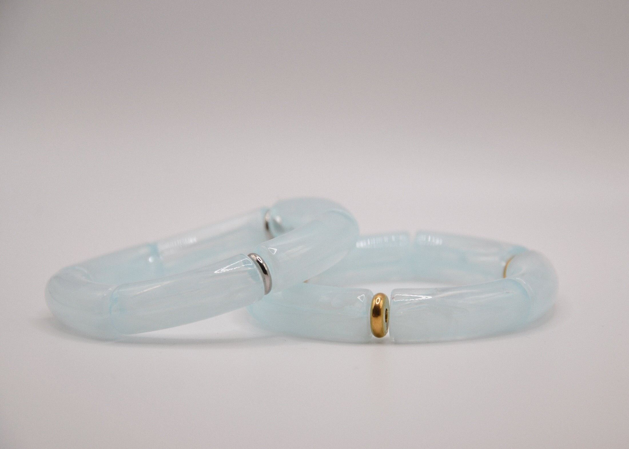 Acrylic tube bracelet with stainless steel bangle - large format "Cloud"