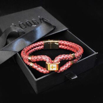 Bracelet Cuir Rouge Saumon 3