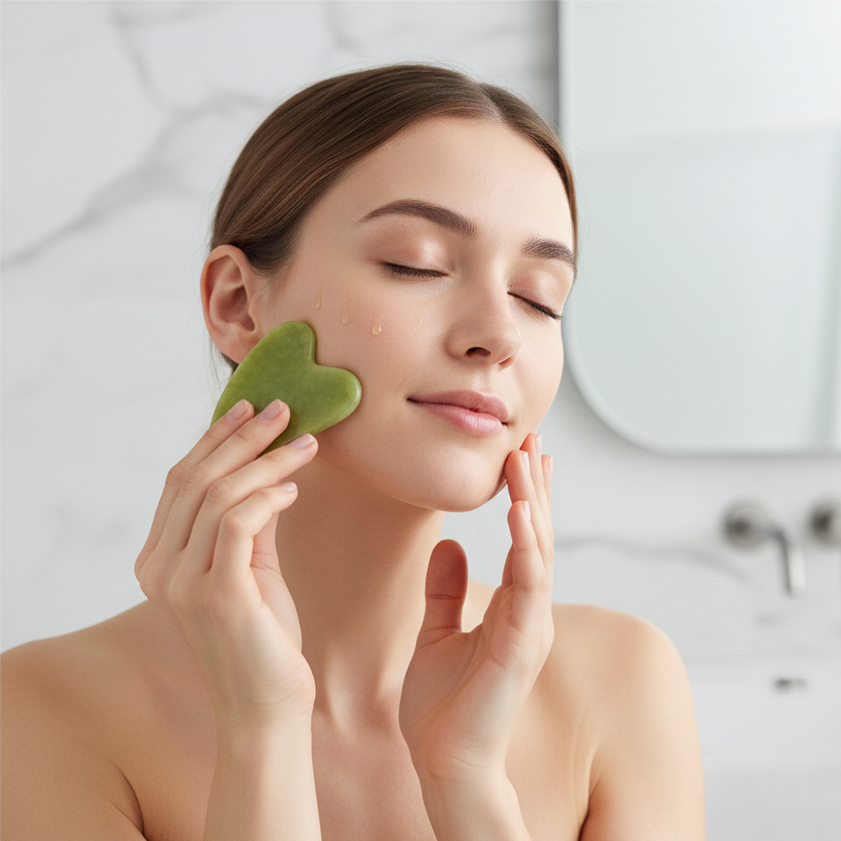 YOSMO Gua Sha - 100% Natural Jade Stone - Premium Facial Lifting Tool