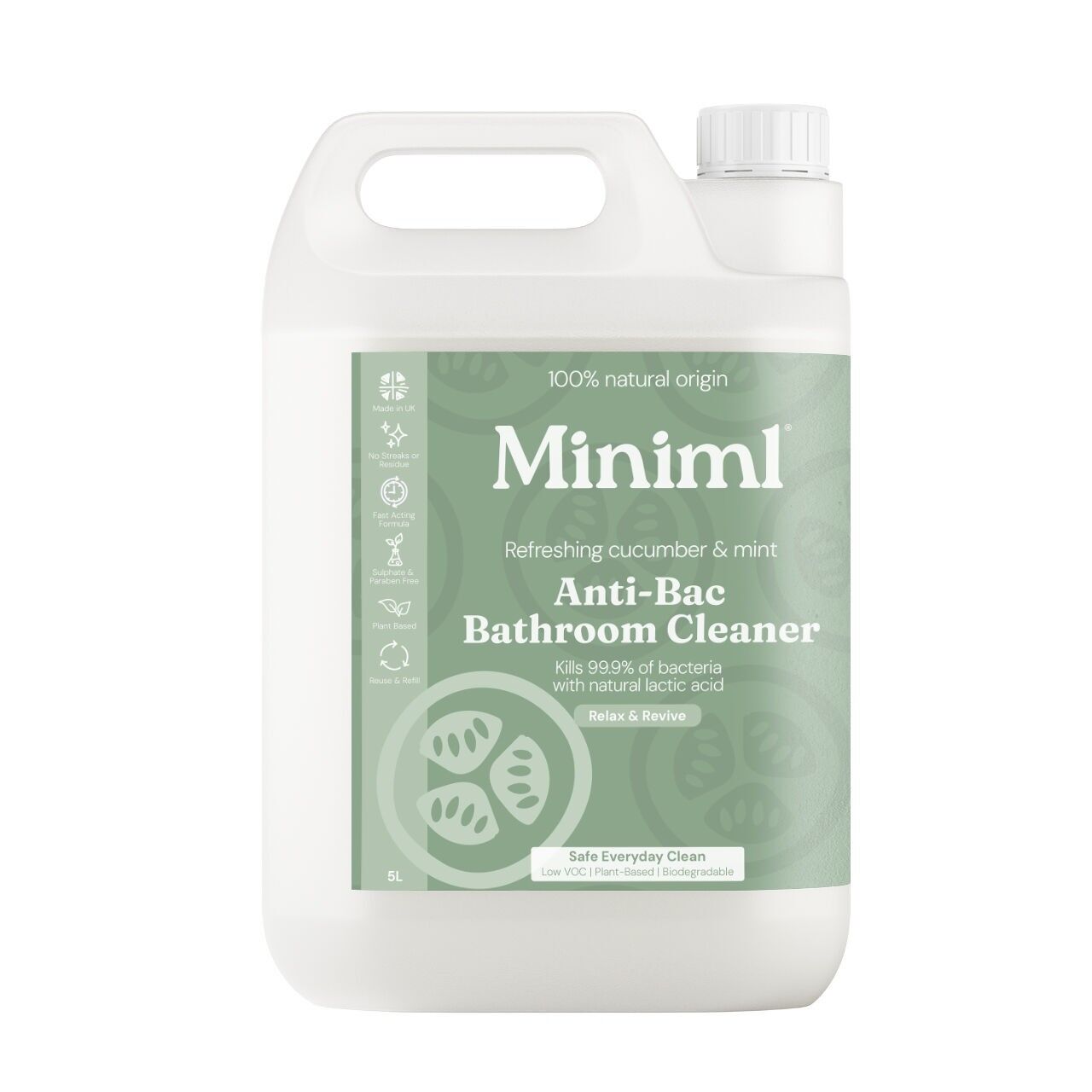 Anti-Bac Bathroom Cleaner - Cucumber & Mint - 5L Refill