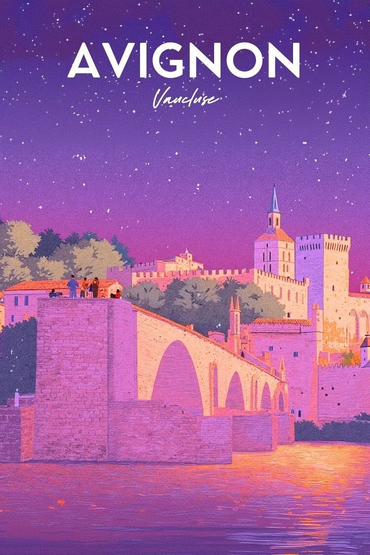 Avignon Poster - Vintage Retro Sternennacht