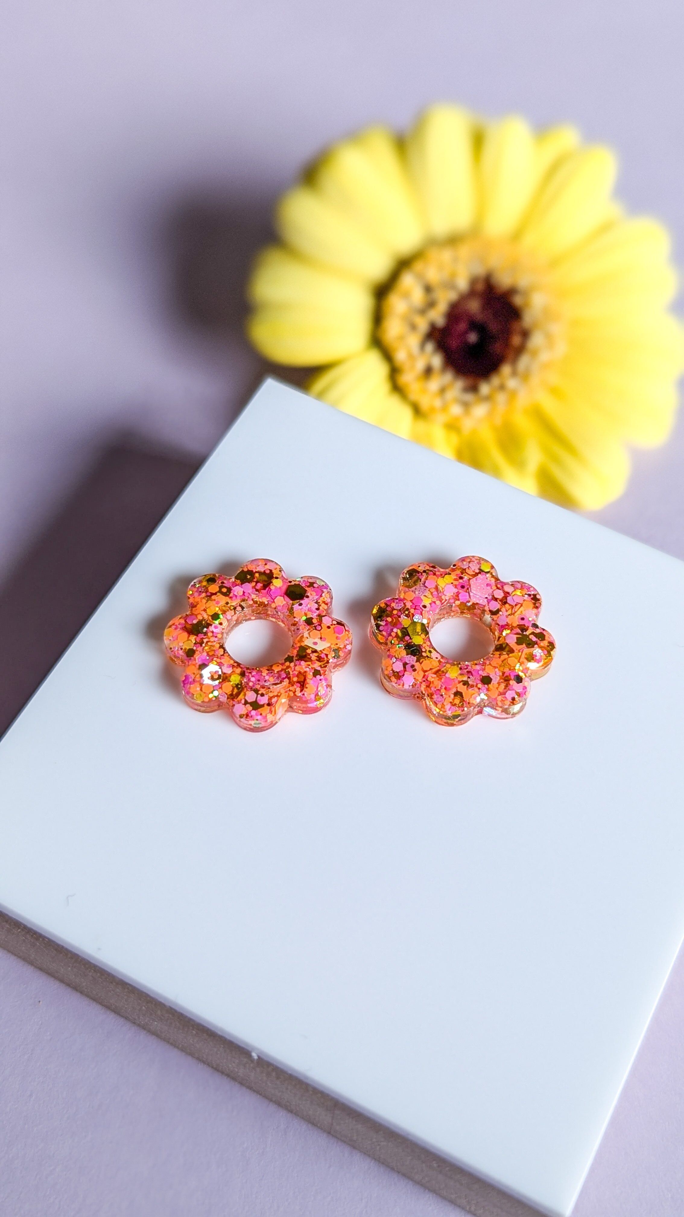 Pampilles soleil orange, rose et doré