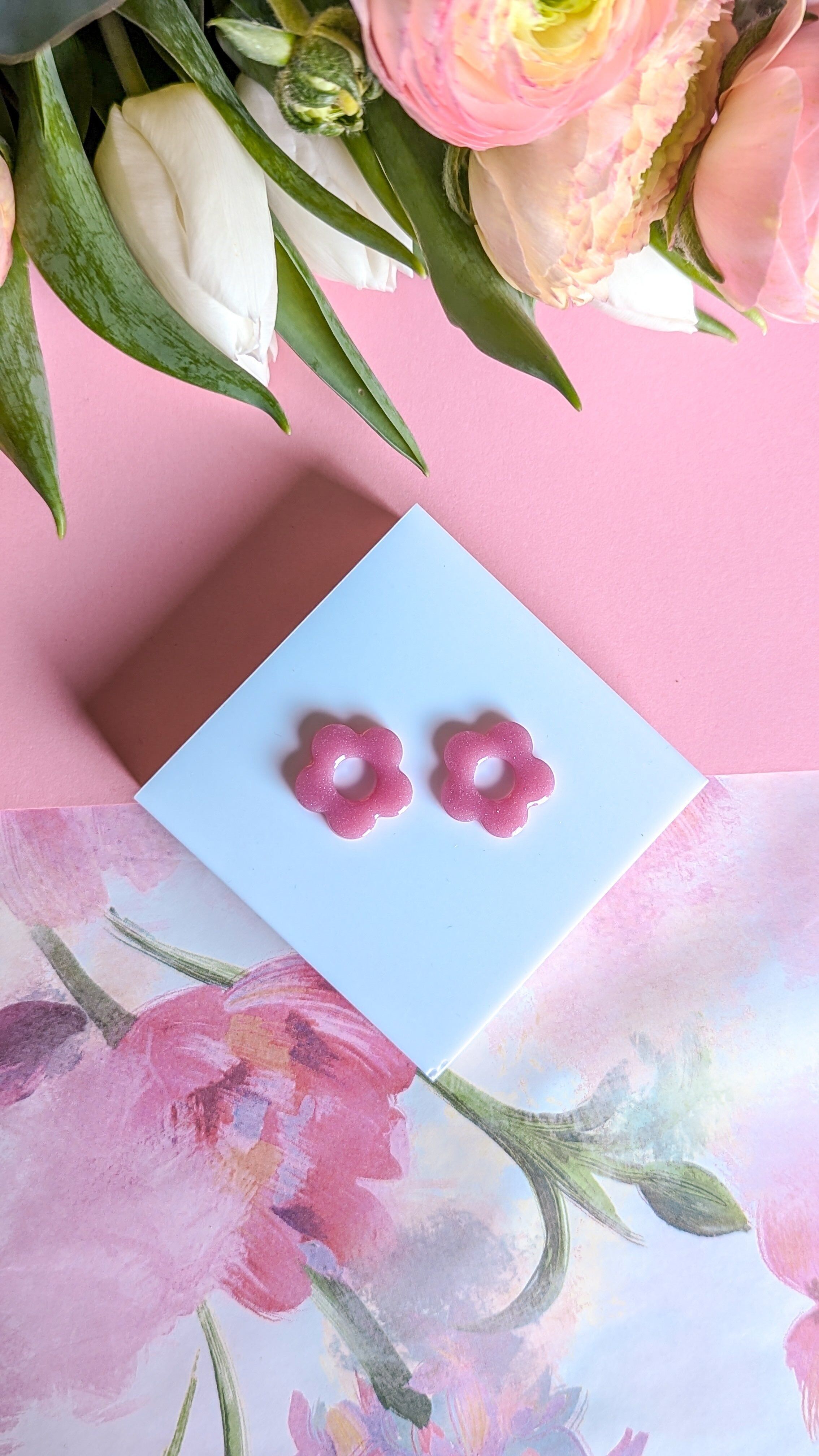 Pampilles maxi fleur vieux rose