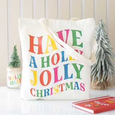 Bolsa de poliéster con motivos navideños alegres