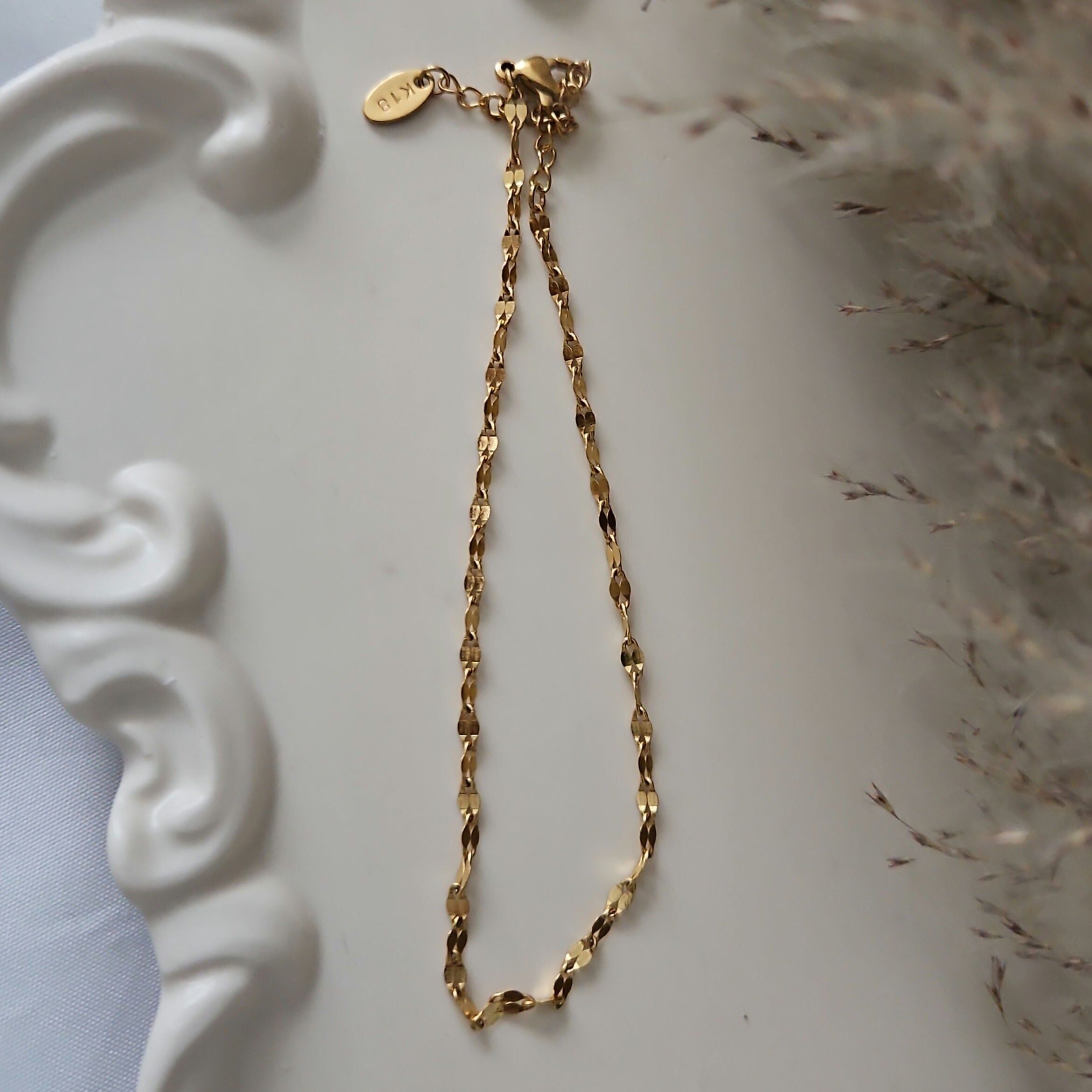 Bracciale alla caviglia in acciaio inossidabile impermeabile e ipoallergenico - Oliva