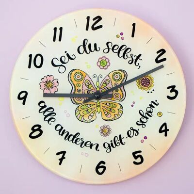 Horloge murale en verre « Soyez vous-même, tout le monde existe déjà »