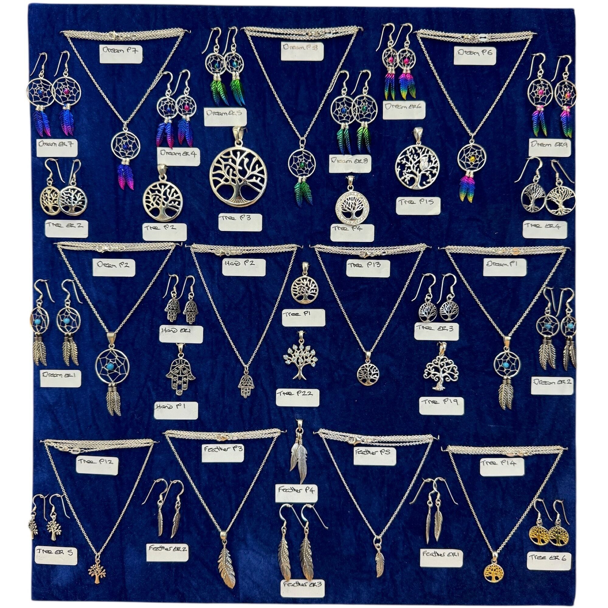 Attrape-rêves et arbre de vie sur suédine bleu roi