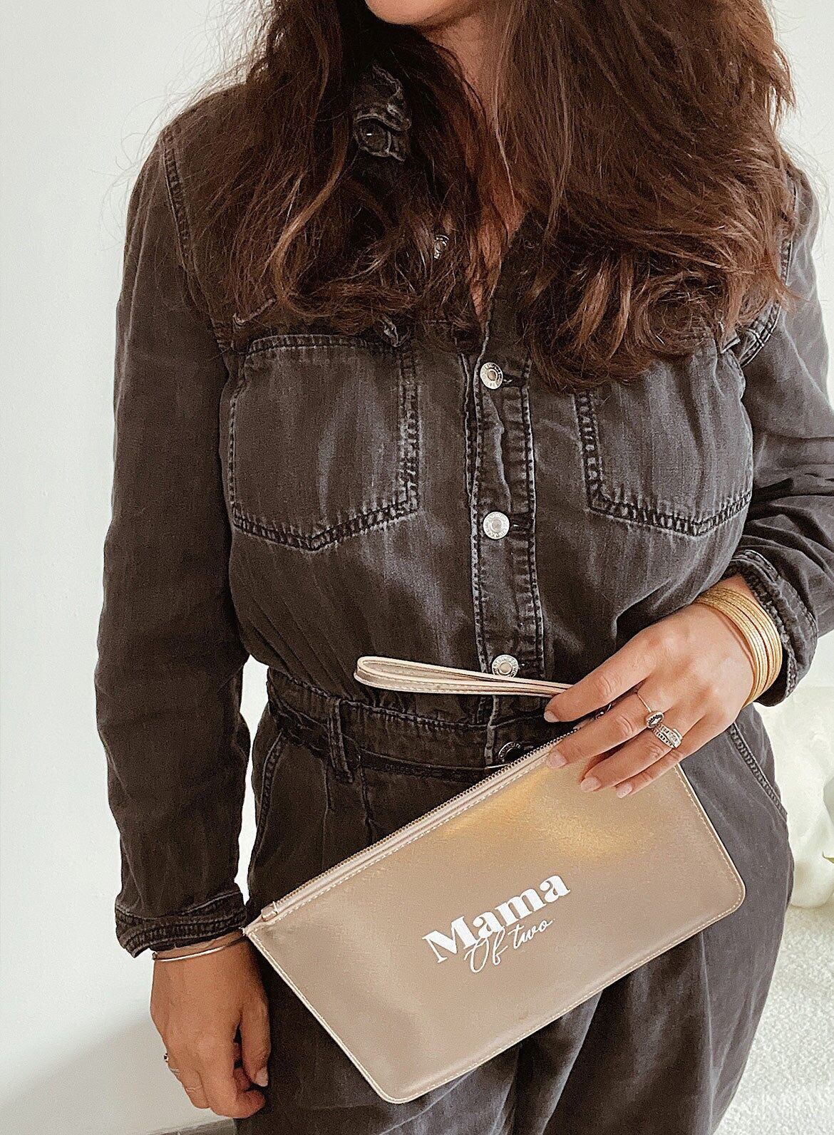 Personalisierter Roségoldbeutel für Mama - Weißer Samt, elegantes Geschenk