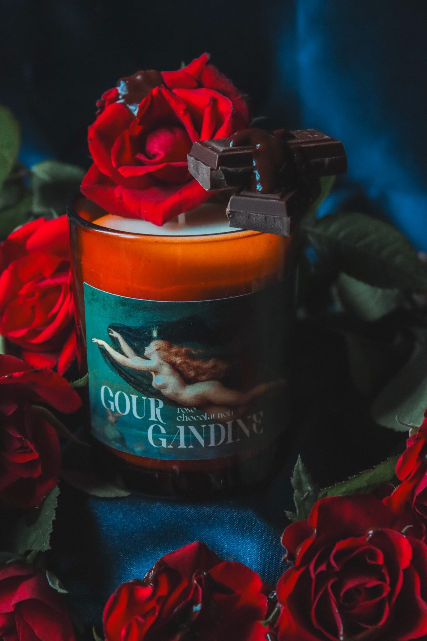 Candela fatta a mano con messaggio segreto, fragranza Grasse Rose Chocolate, cera di colza