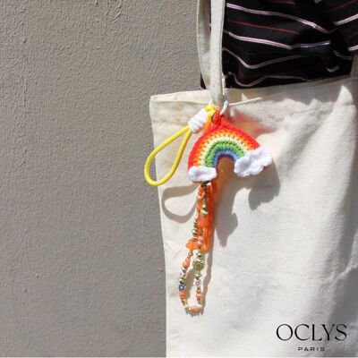 Dany embroidered rainbow cord key ring