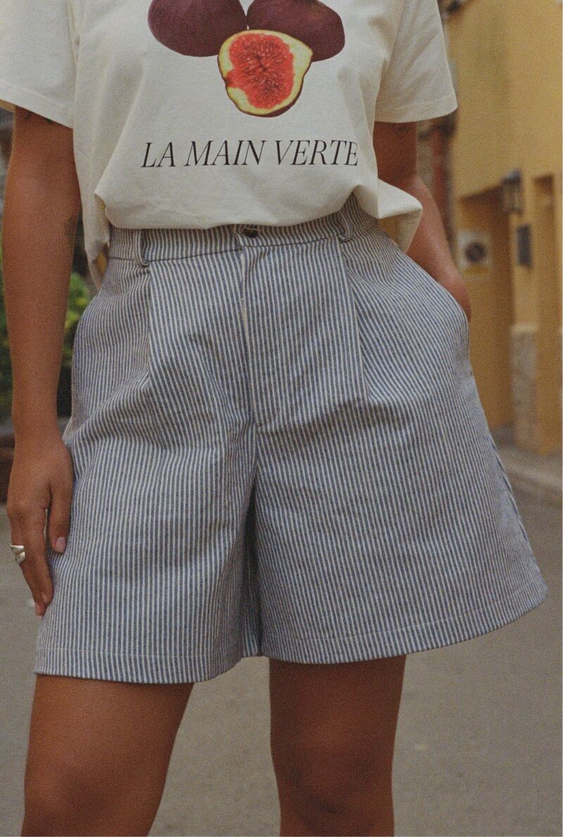 Lange Shorts Alizée – Blaue Streifen