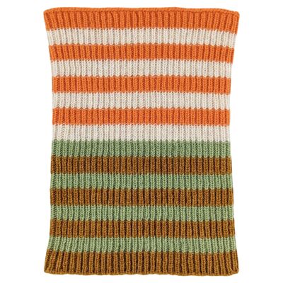 KIDS SNOOD - lana d'agnello - righe - menta e arancia