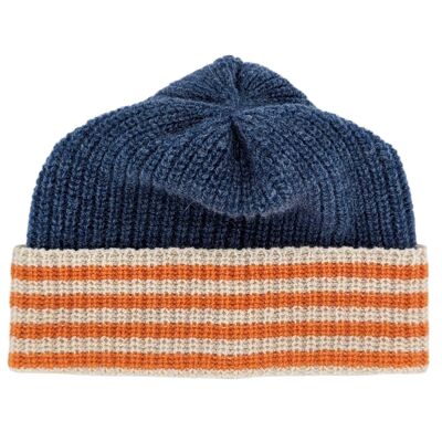 BONNET ENFANT - laine d'agneau - denim