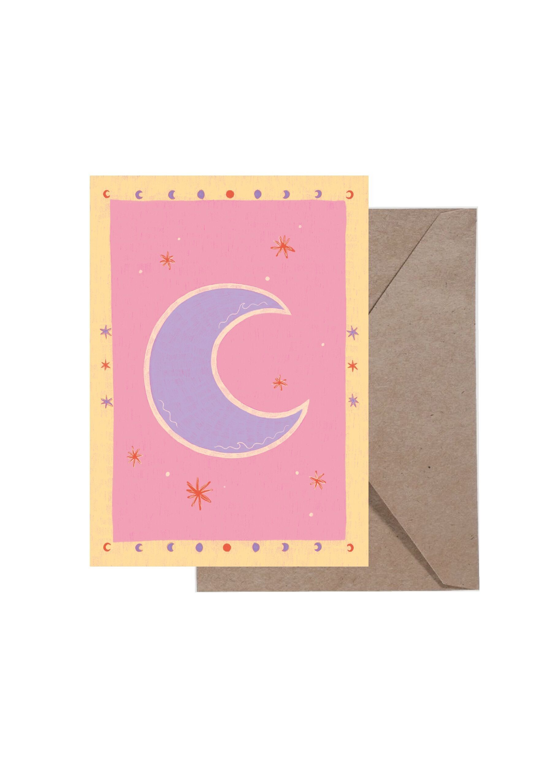 Tarjeta de felicitación Luna - A6 plegada
