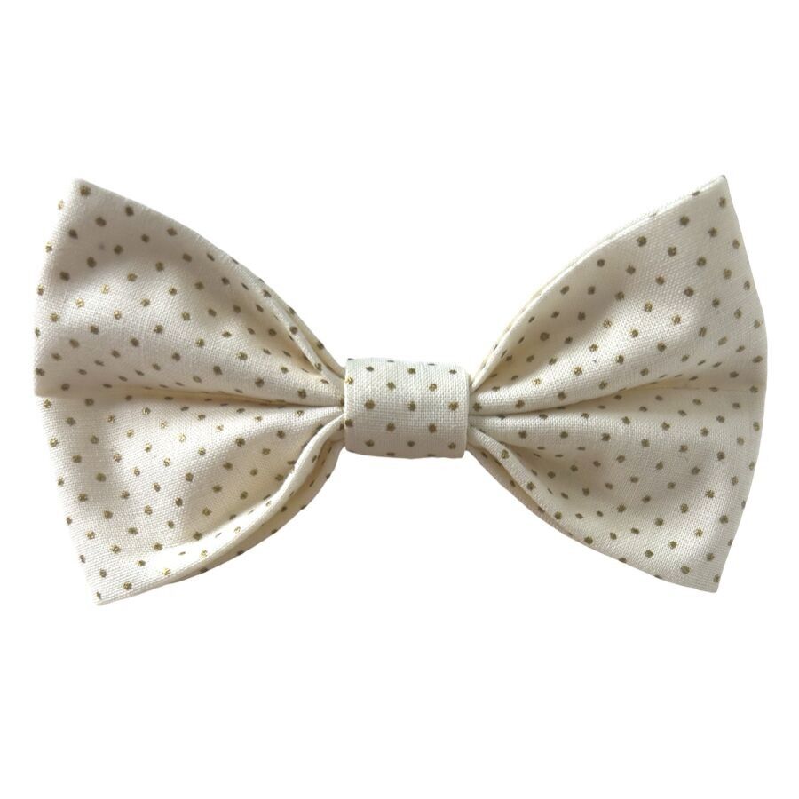 Golden and Cream Tiny Polka Dots Bow