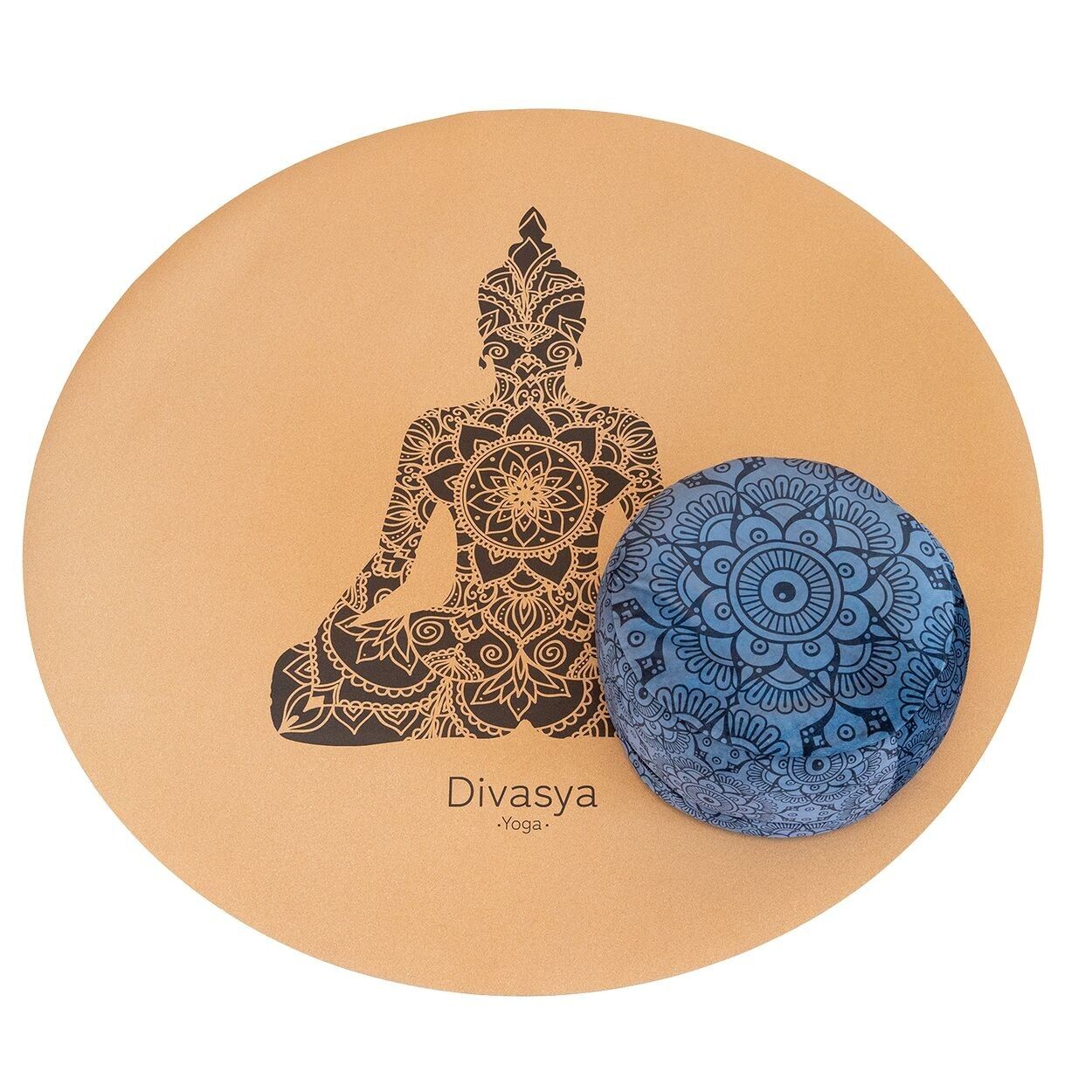 Tappetino da meditazione in sughero e gomma naturale | 2 motivi | Diametro 110cm