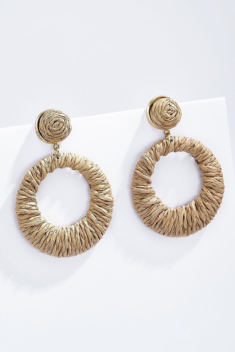 Boucles d'oreilles en paille avec puce acier 124NN06