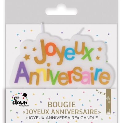 Candela di buon compleanno - multicolore