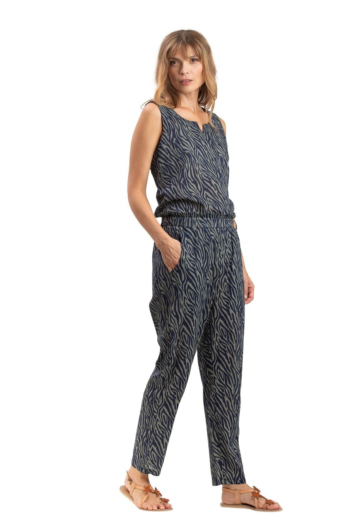 Top "Zebra Navy Acapulco" rounded base, cotton (S-M-L-XL)