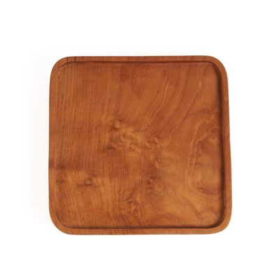 Plato cuadrado de teca - Natural - XS