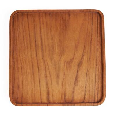 Plato cuadrado de teca - Natural - M