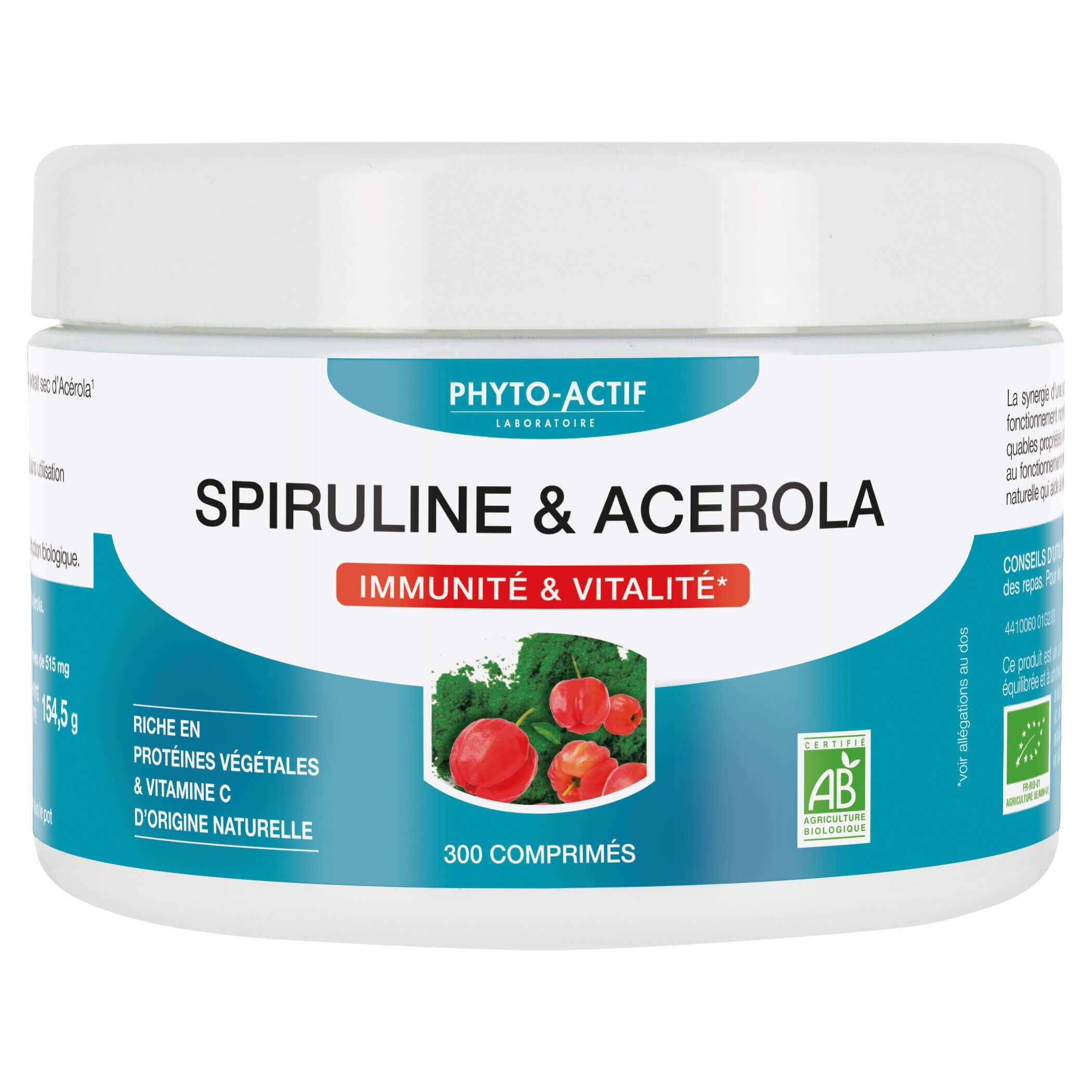 Spirulina e Acerola Biologiche - 300 compresse