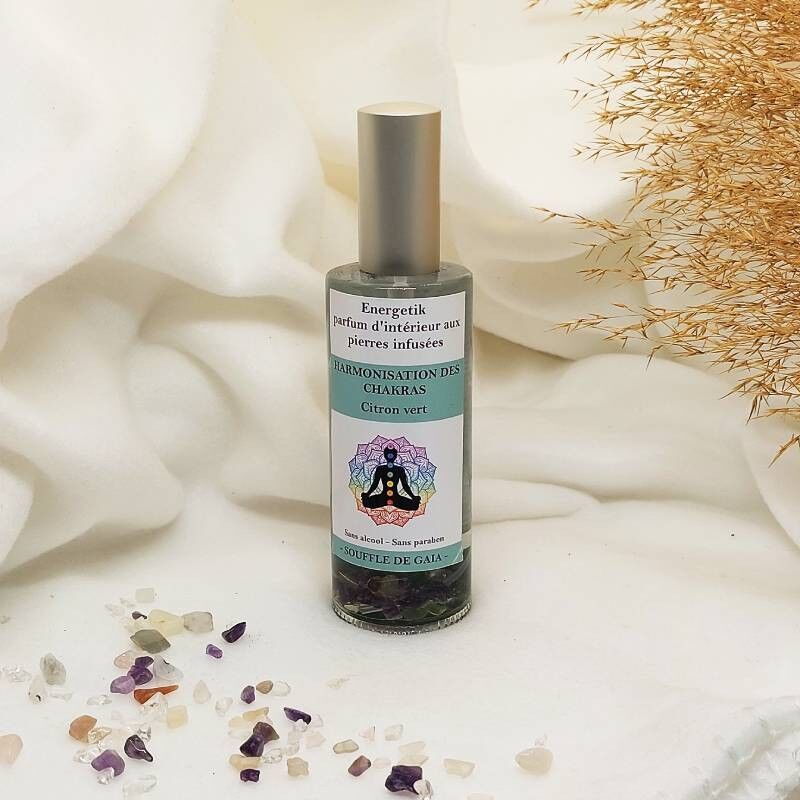 Espray de armonización de chakras con piedras infusionadas - Fragancia para el hogar de lima - 100 ml