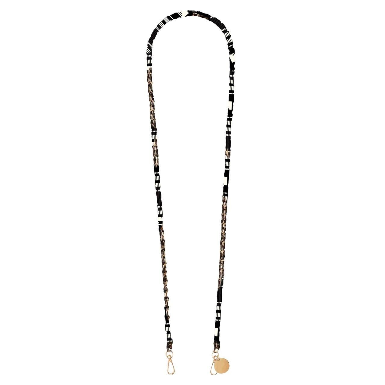 Goldene Handykette Schwarzer & Elfenbeinfarbener Schal