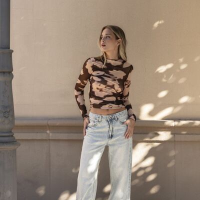 T-shirt in tulle stampato