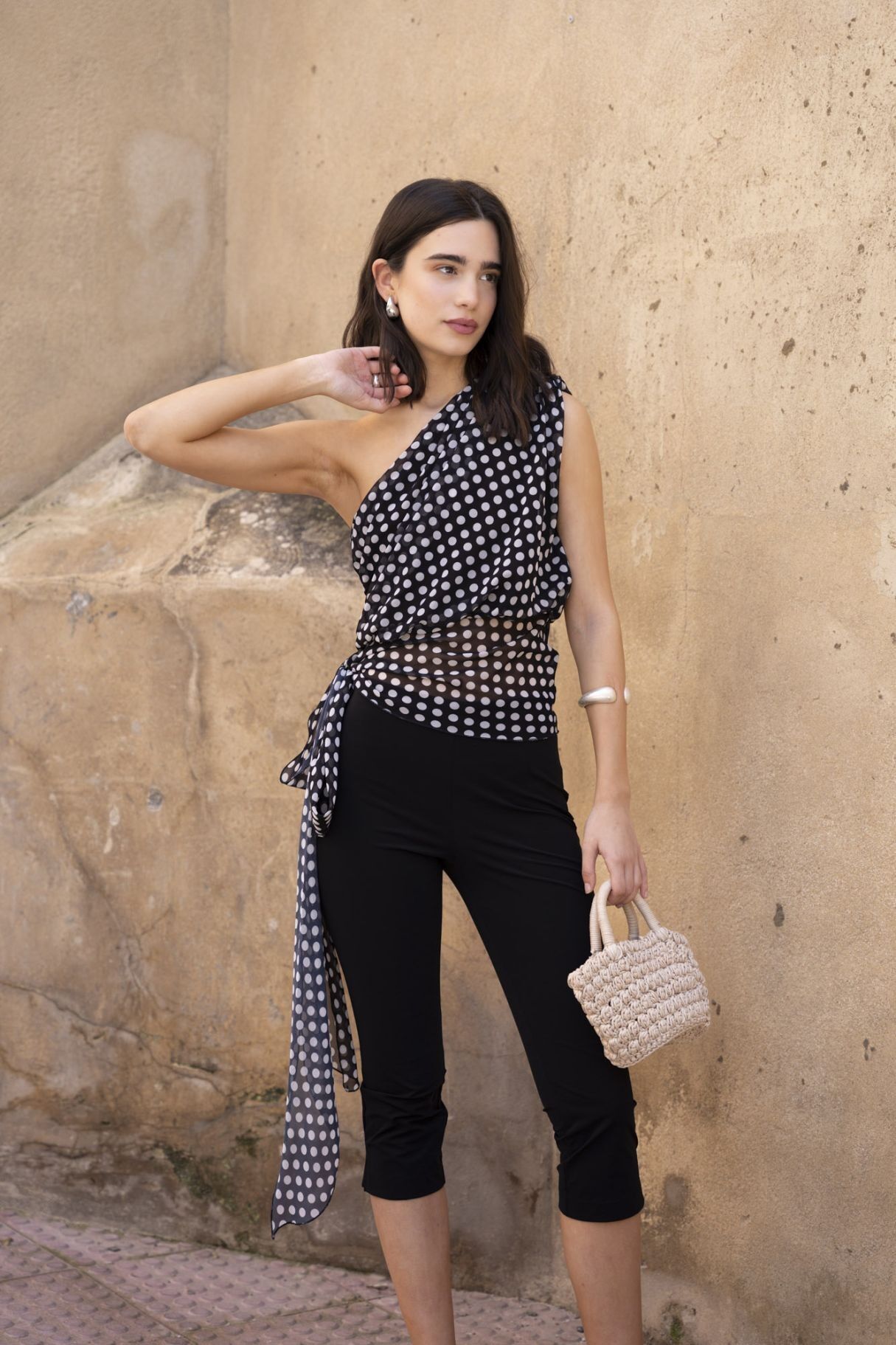 Top stampato asimmetrico