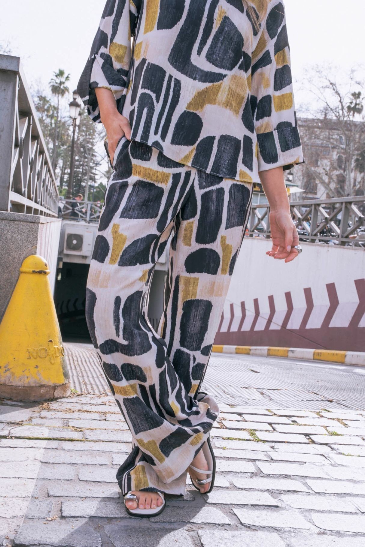 Bedruckte Bluse mit französischen Ärmeln