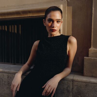 Robe en maille lurex avec nœud