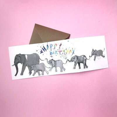 Carte Concertina d'anniversaire d'éléphant