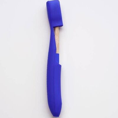 Funda de cepillo de dientes vegana sostenible + juego de cepillos de dientes de bambú a juego (azul)