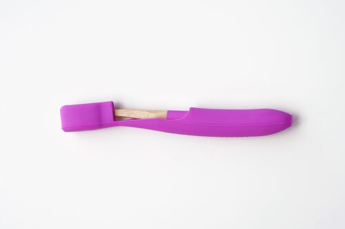Sustainable Vegan Toothbrush Cover + Bamboo Toothbrush Set (Pink)
