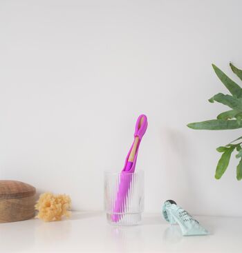 Housse de brosse à dents végétalienne durable + ensemble de brosse à dents en bambou (rose) 4