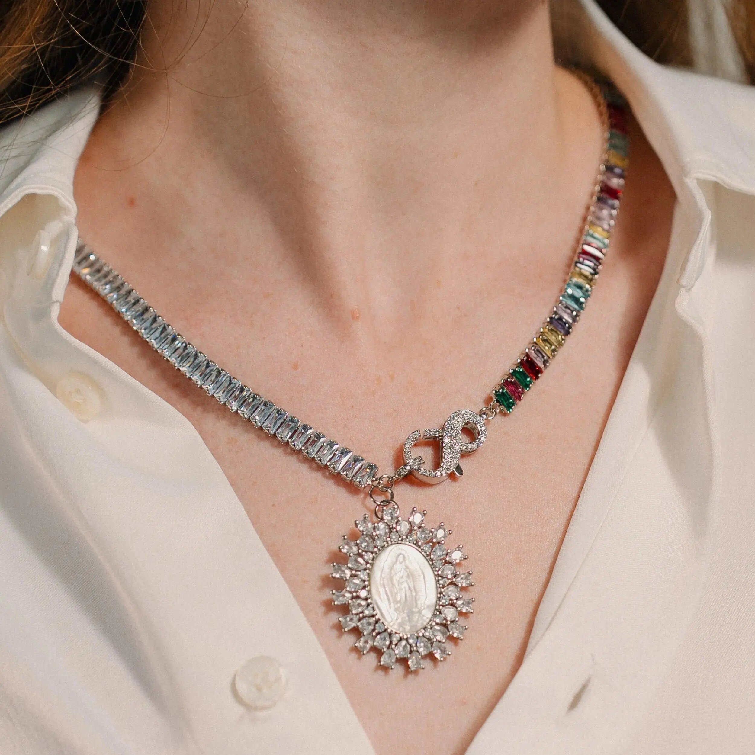 Collana CZ Vergine Maria - Gioielli cattolici