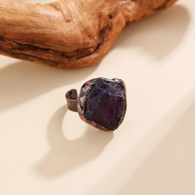 Amethyst Open Bronze Ring