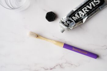Housse de brosse à dents végétalienne entièrement recyclable + brosse à dents en bambou (violet) 4