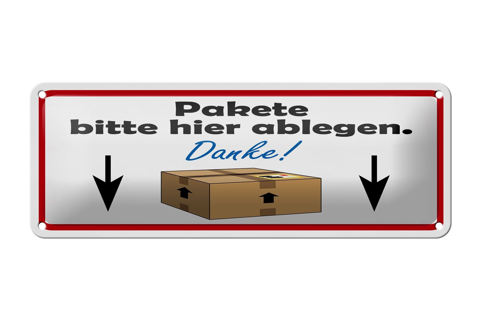 Cartello in metallo con la scritta 27x10 cm pacchi per favore firmare qui