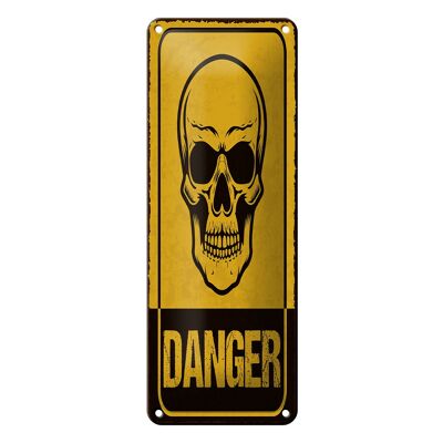 Letrero de hojalata de 27 x 10 cm con el mensaje "Peligro, calavera".