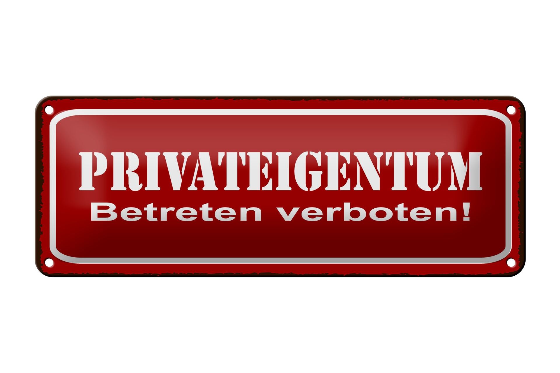 Letrero metálico de 27 x 10 cm que dice "propiedad privada".