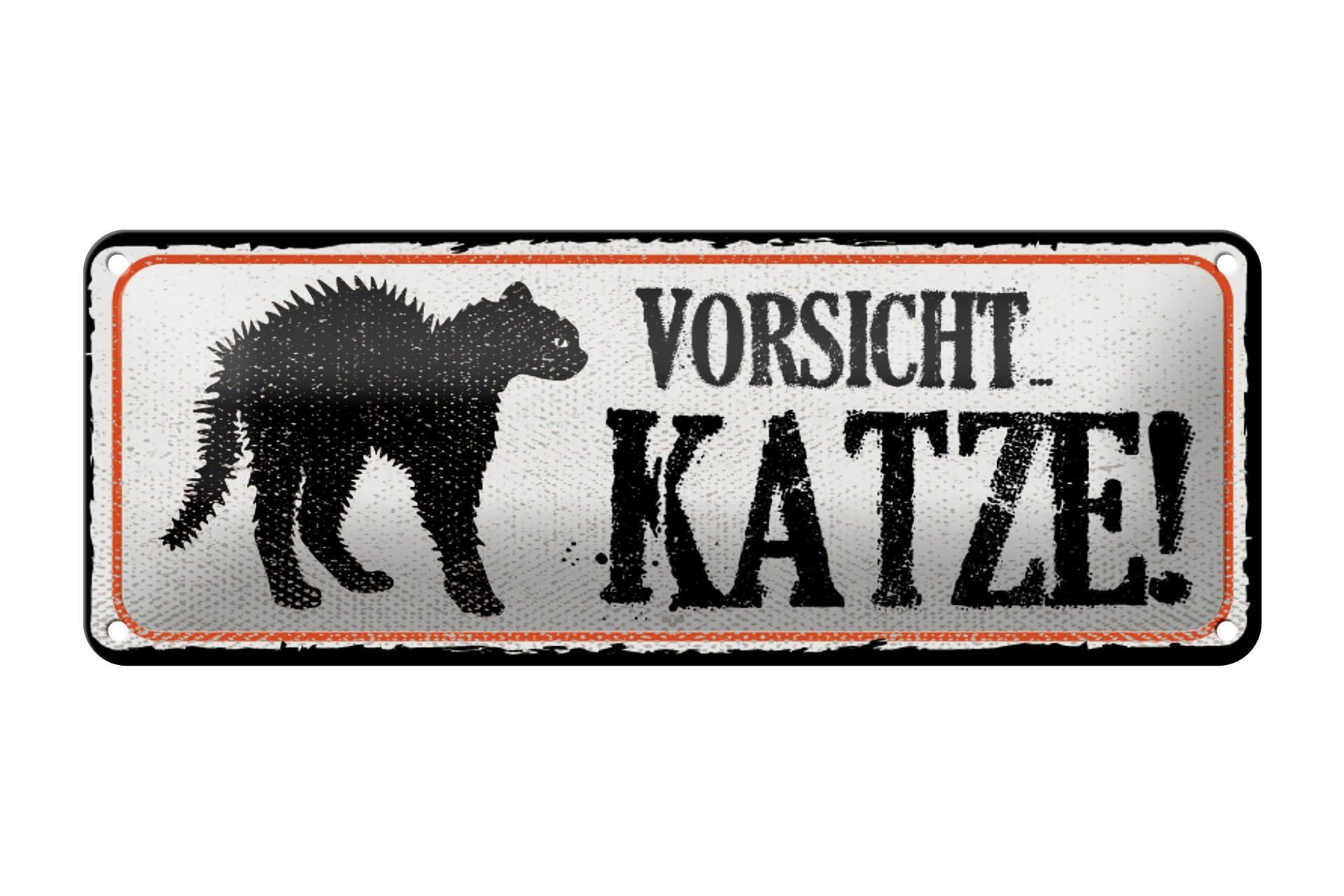 Cartello in metallo 27x10 cm Attenzione cartello gatto