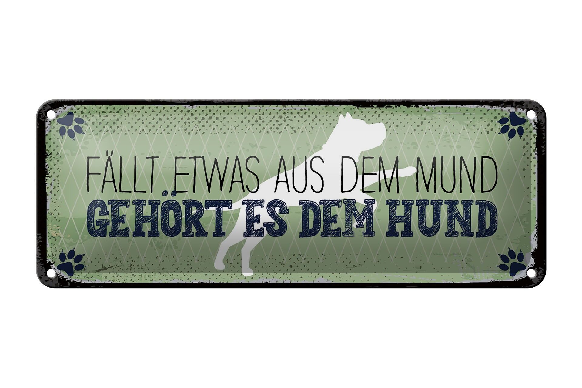 Cartello in latta con la scritta 27x10 cm Dalla bocca appartiene al cartello del cane