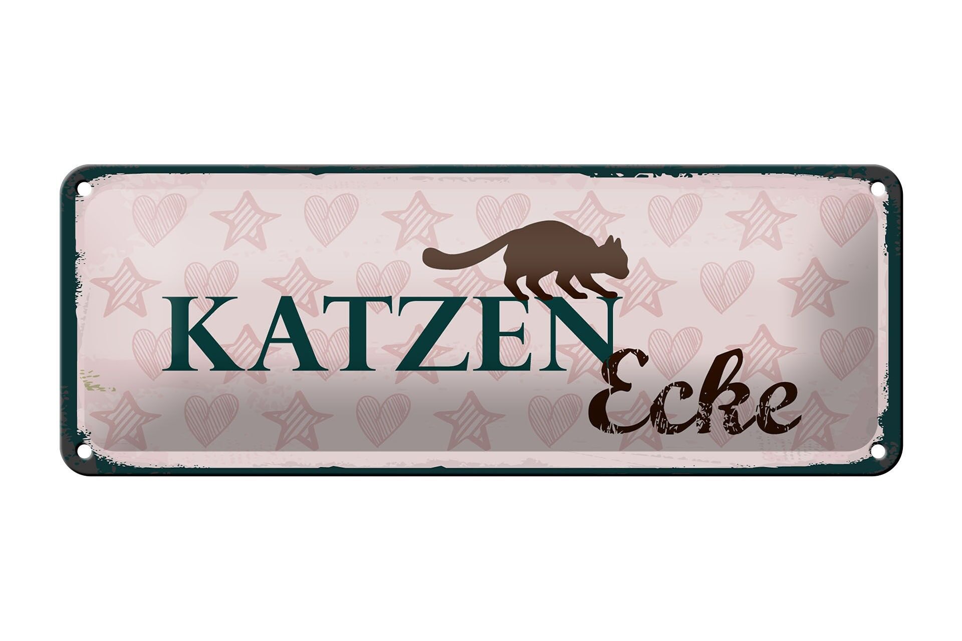 Cartello in latta con scritta 27x10 cm cartello angolo gatto