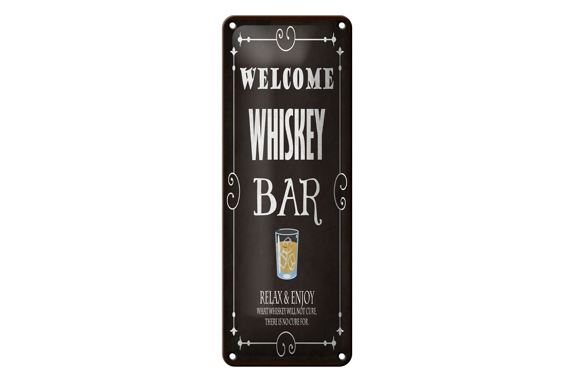 Cartello in metallo 27x10 cm Benvenuti WHISKEY Bar Rilassati e goditi