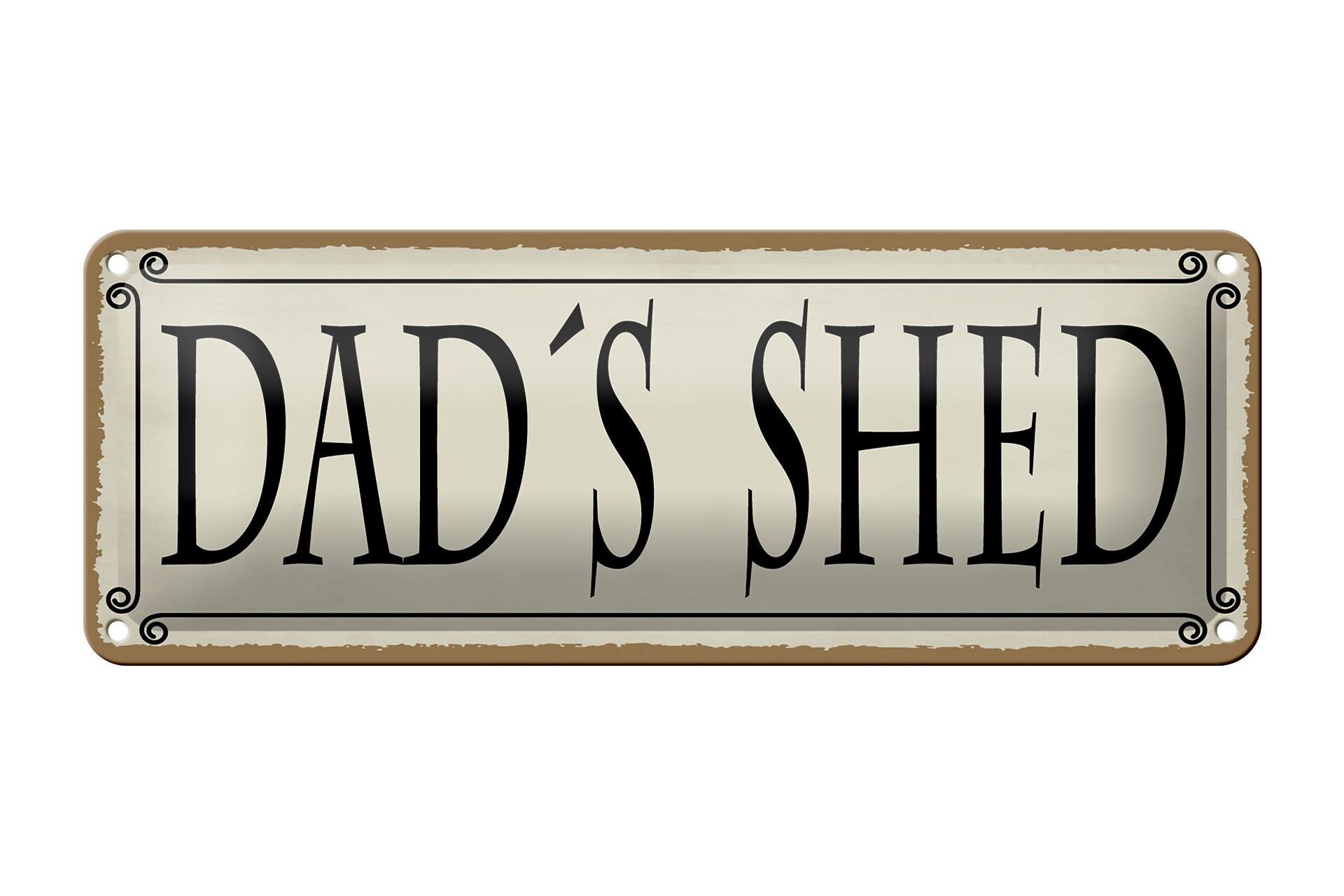 Metal sign notice 27x10 cm Dad's Shed beige decorative sign
